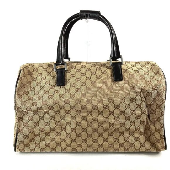 Auth GUCCI 012・0383・06 Shoulder Bag Bag GG Duffle Bag GGCanvas/Leather Beige...